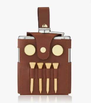 Leather Golfers Flask and Accessory Set