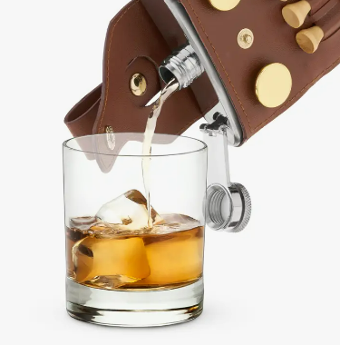 Leather Golfers Flask and Accessory Set