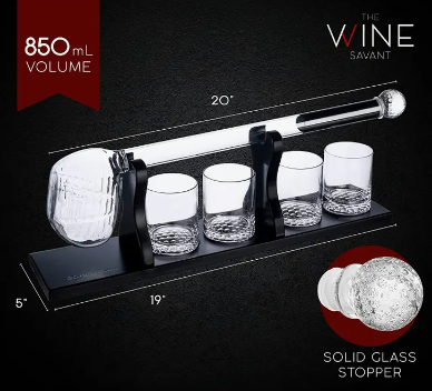 Golf Club Whiskey Decanter and 4 Liquor Glasses