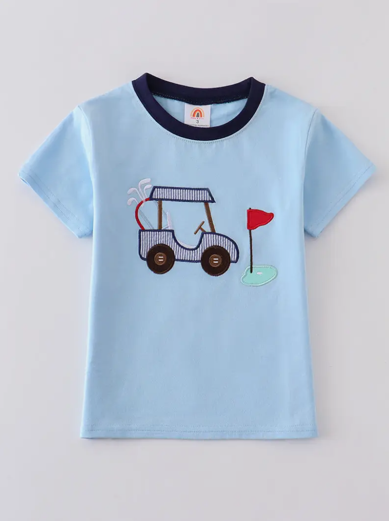 Blue Golf Embroidery Boy Top