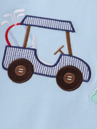 Blue Golf Embroidery Boy Top