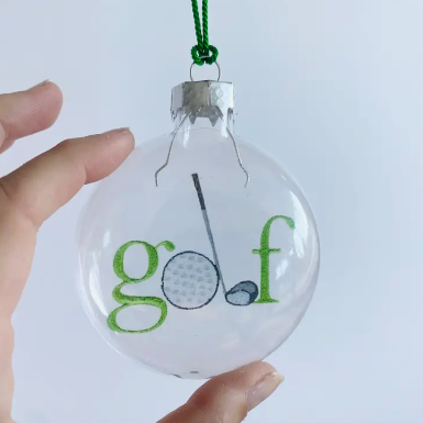 Golf Ball and Club See-Through Glass Holiday Ornament