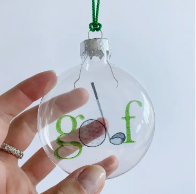 Golf Ball and Club See-Through Glass Holiday Ornament