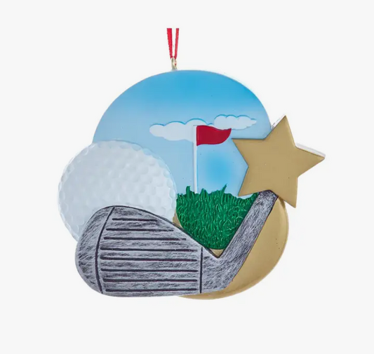 3.5" Golf W/Star Personalize Ornament