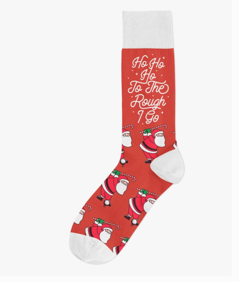 Ho Ho Ho To the Rough I Go Santa Golf Christmas Funny Sock