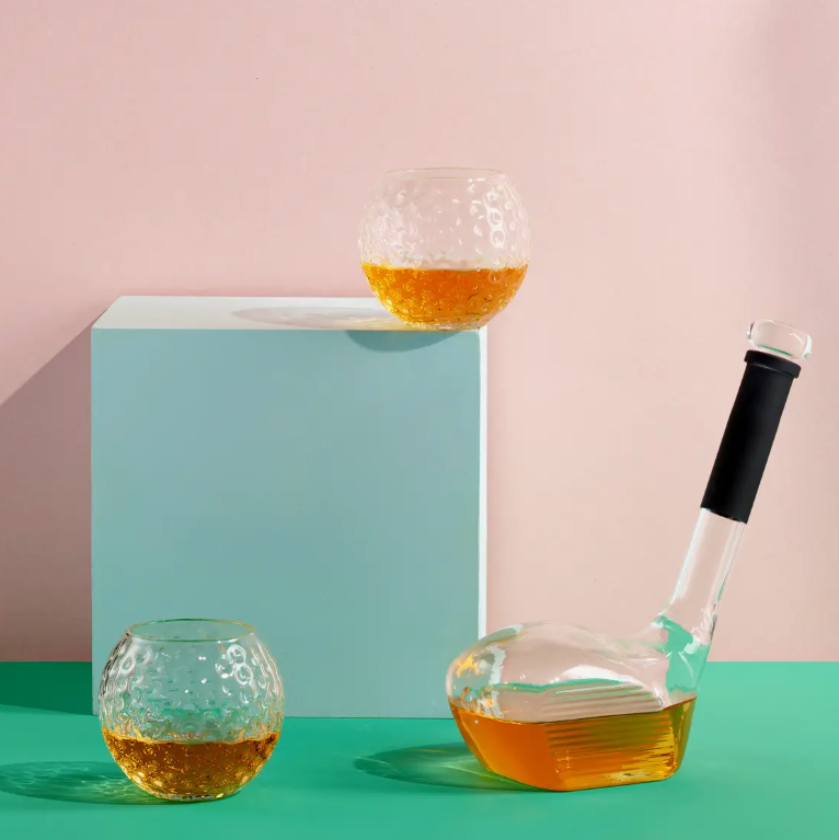 Golf Decanter & Set of Two Glasses