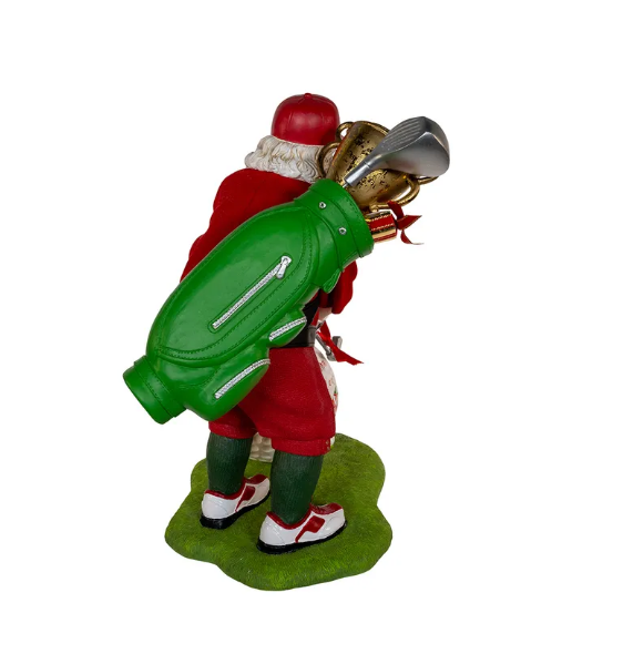 11" Fabriché™ Golfer Santa With Oversized Golf Ball