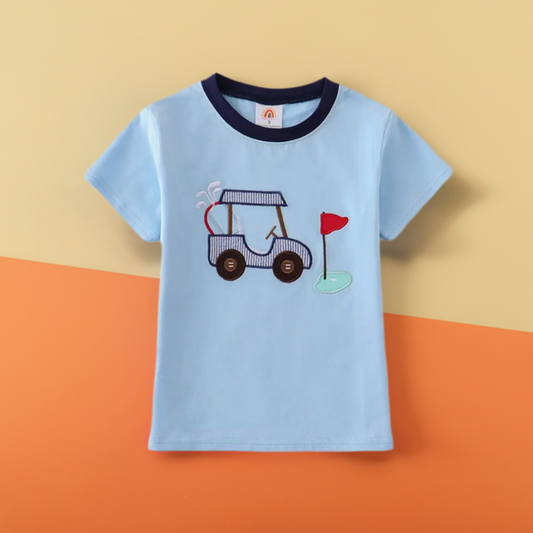 Blue Golf Embroidery Boy Top