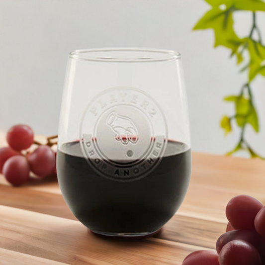 PLAYER2 Etched Stemless Wine Glass - Set of 2