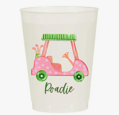 Girly Golf Cart Roadie Pink Masters Frosted Cups- Masters