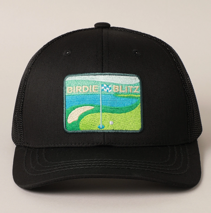 Men's Golf Patch Embroidered Baseball Cap with Meshed Back