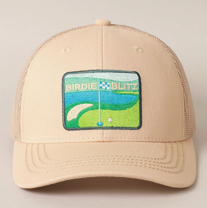 Men's Golf Patch Embroidered Baseball Cap with Meshed Back