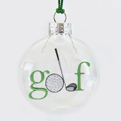 Golf Ball and Club See-Through Glass Holiday Ornament