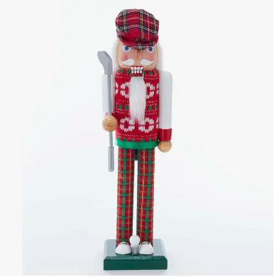 15" Red/Green Golfer Nutcracker