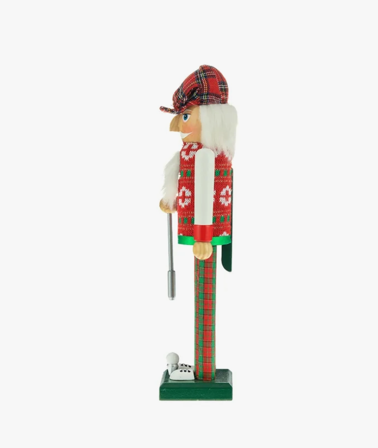 15" Red/Green Golfer Nutcracker