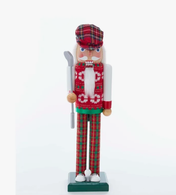 15" Red/Green Golfer Nutcracker