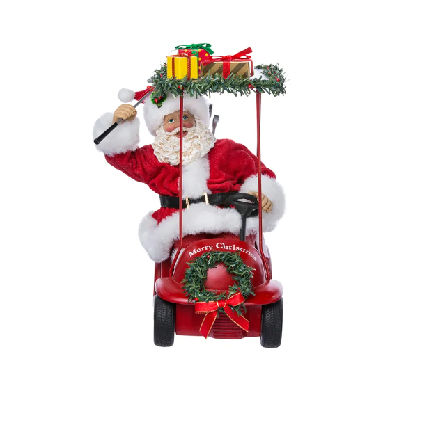 11.25" Golf Santa Driving Golf Cart Christmas Decoration