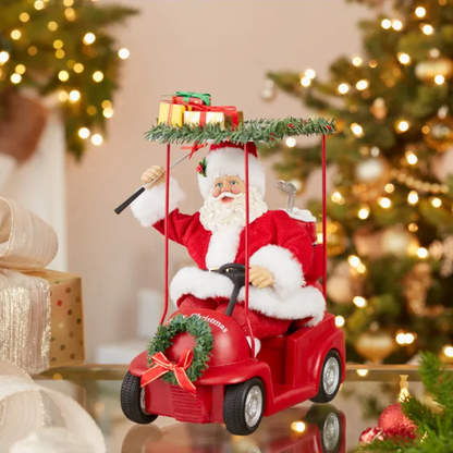 11.25" Golf Santa Driving Golf Cart Christmas Decoration