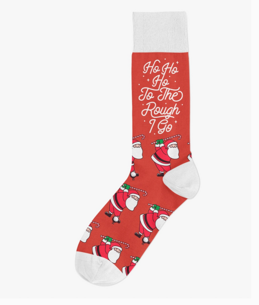 Ho Ho Ho To the Rough I Go Santa Golf Christmas Funny Sock