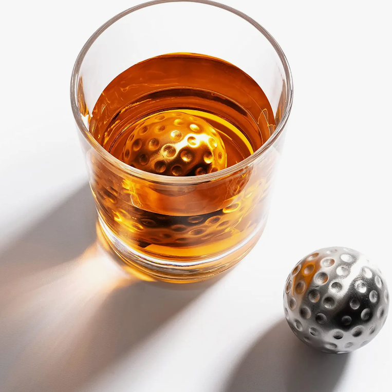 Bar Gift Set - Golf Whiskey Glasses - Golf Ball Chillers