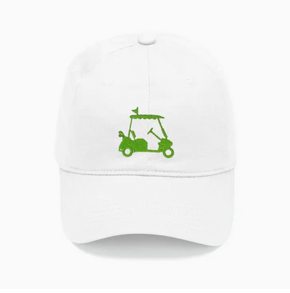 Golf Cart Embroidered White Cap