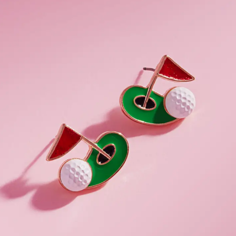 Golf Theme Design Enamel Post Earrings – CADDYRIZZ