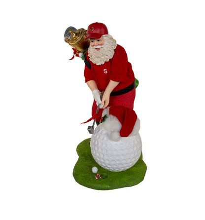 11" Fabriché™ Golfer Santa With Oversized Golf Ball