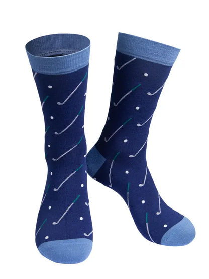 Mens Bamboo Golf Socks Novelty Dress Socks Navy Blue