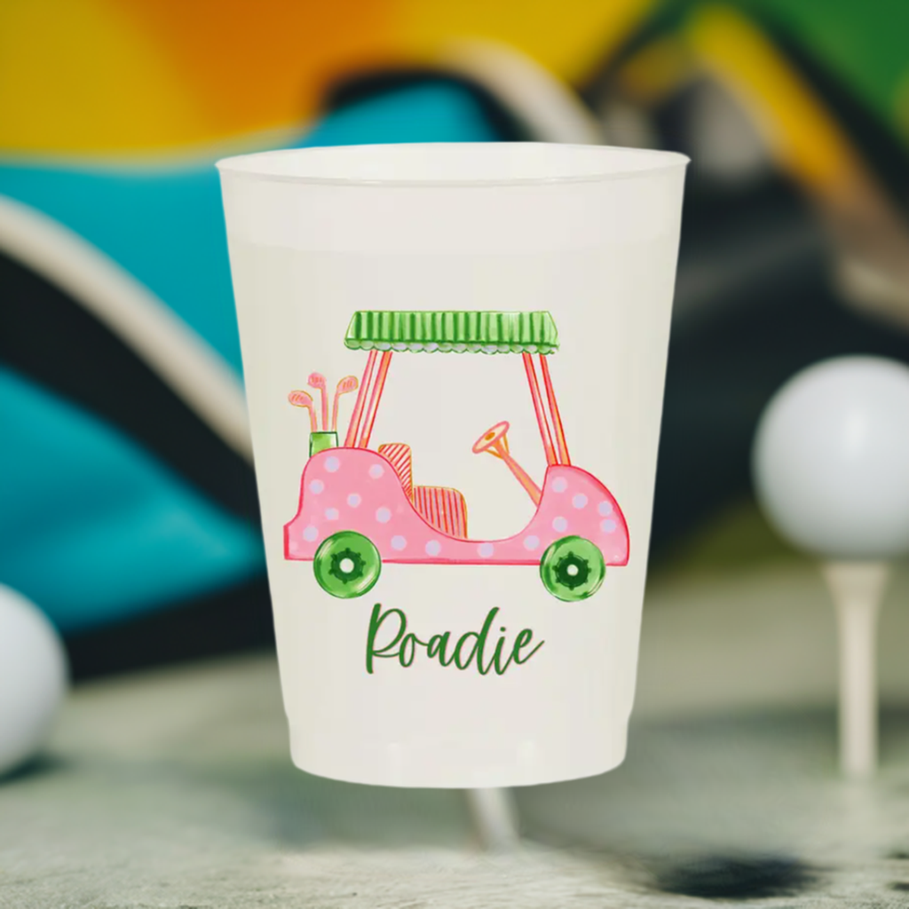 Girly Golf Cart Roadie Pink Masters Frosted Cups- Masters