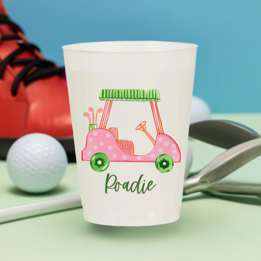 Girly Golf Cart Roadie Pink Masters Frosted Cups- Masters