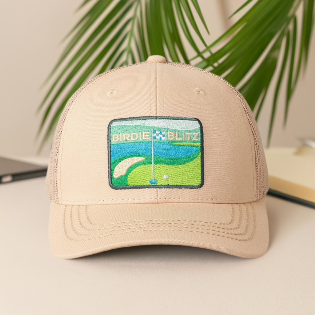 Men's Golf Patch Embroidered Baseball Cap with Meshed Back