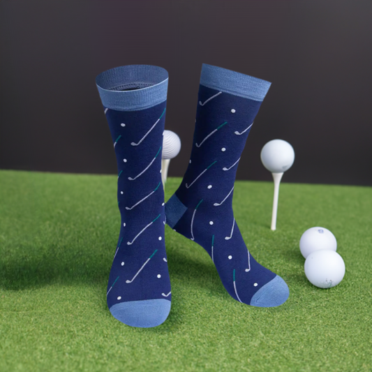 Mens Bamboo Golf Socks Novelty Dress Socks Navy Blue